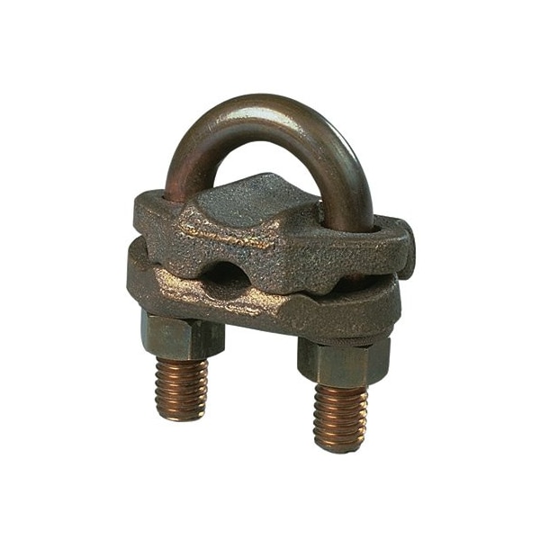 Bronze Grounding Clamp, U-Bolt, No 4 SOL-2/0 STR, 2" (50.8mm), GPL-33-3
